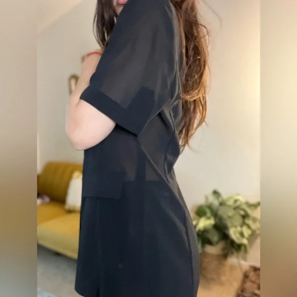 Vintage Black Short Sleeve Sheer Blazer Sz M/L - Picture 2 of 5